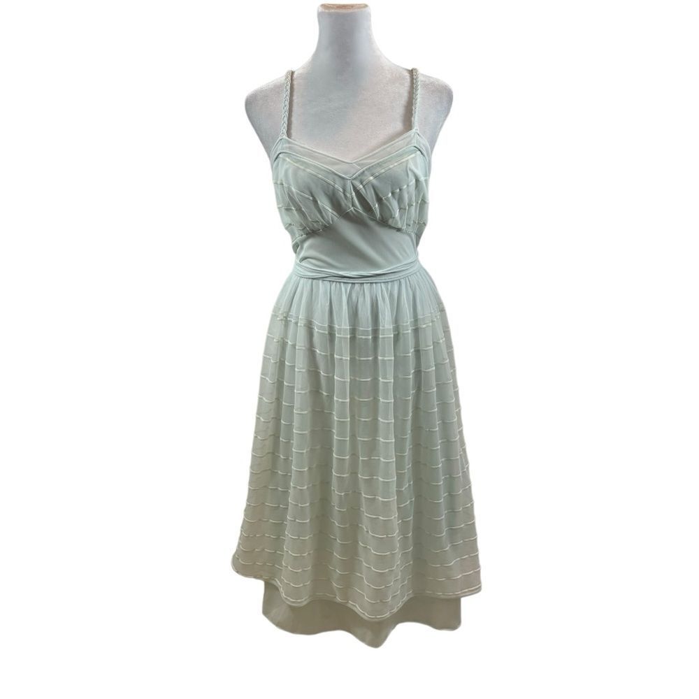 Rare Vintage 1960’s John Wanamaker Baby Blue Chiffon‎ Midi Dress Size Small